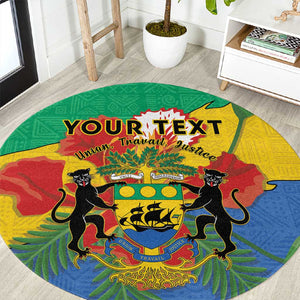 Personalised Afro Gabon Round Carpet Gabonese Union Travail and Justice