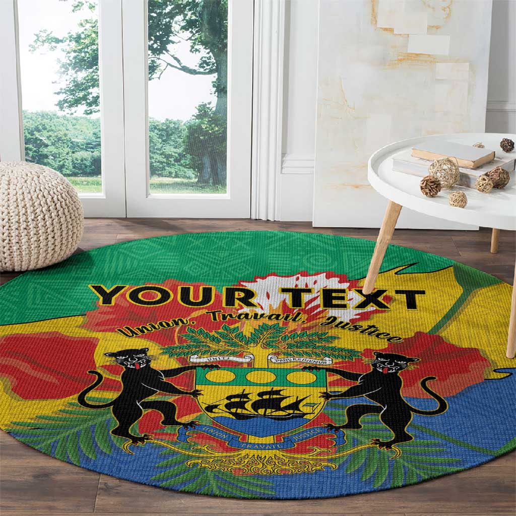 Personalised Afro Gabon Round Carpet Gabonese Union Travail and Justice