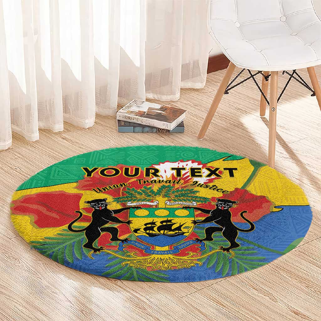 Personalised Afro Gabon Round Carpet Gabonese Union Travail and Justice