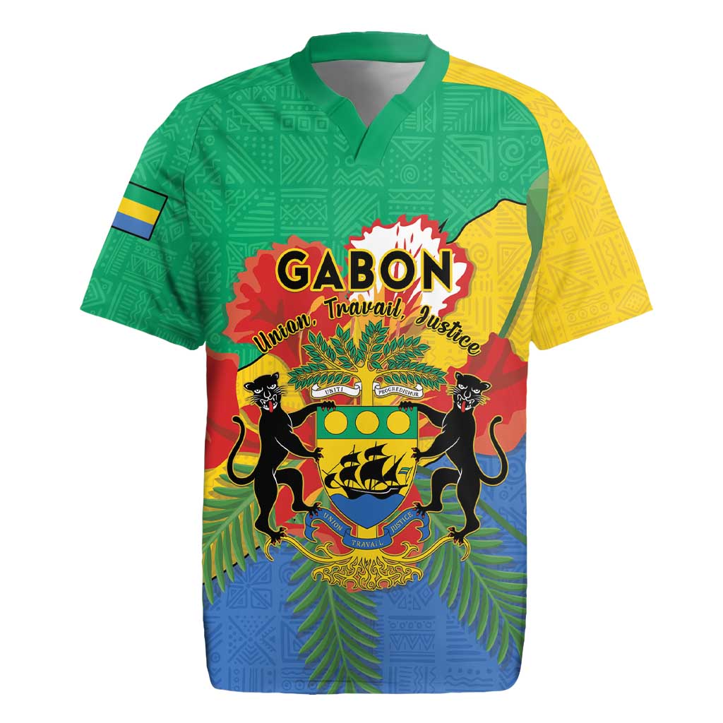 Personalised Afro Gabon Rugby Jersey Gabonese Union Travail and Justice