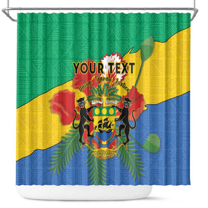 Personalised Afro Gabon Shower Curtain Gabonese Union Travail and Justice
