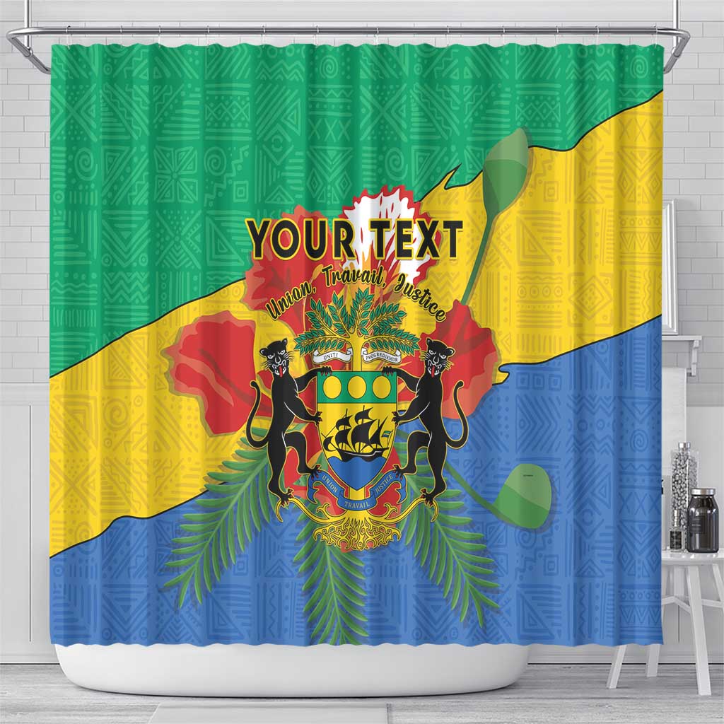 Personalised Afro Gabon Shower Curtain Gabonese Union Travail and Justice
