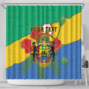 Personalised Afro Gabon Shower Curtain Gabonese Union Travail and Justice
