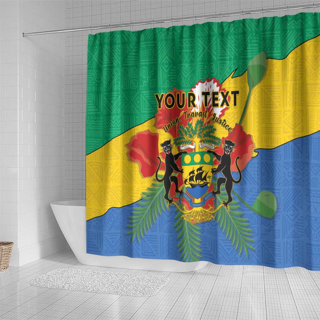 Personalised Afro Gabon Shower Curtain Gabonese Union Travail and Justice
