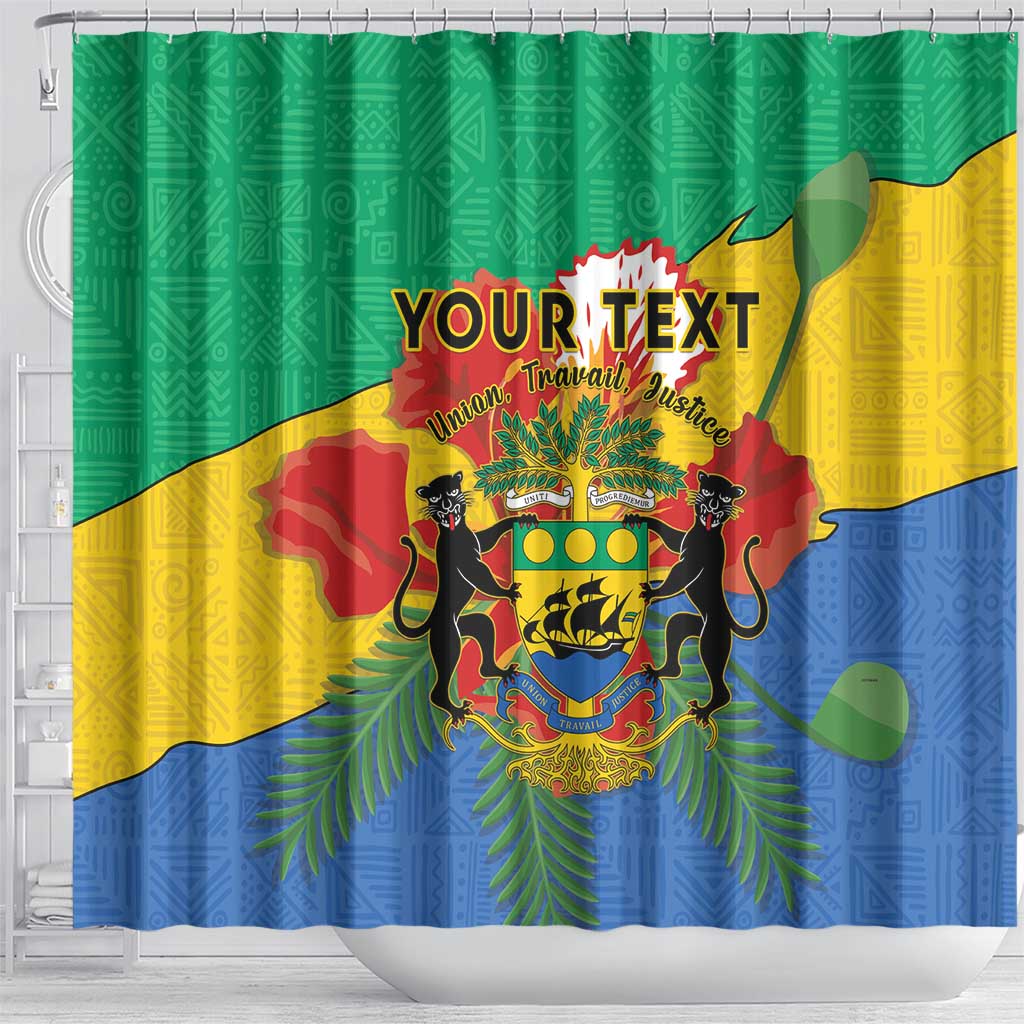 Personalised Afro Gabon Shower Curtain Gabonese Union Travail and Justice