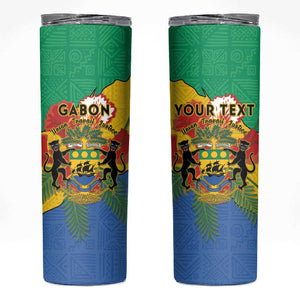 Personalised Afro Gabon Skinny Tumbler Gabonese Union Travail and Justice