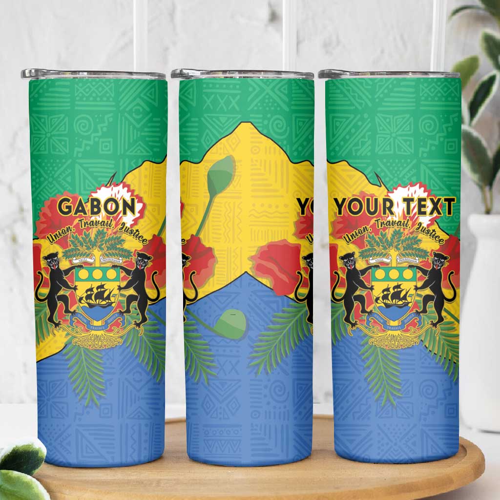 Personalised Afro Gabon Skinny Tumbler Gabonese Union Travail and Justice