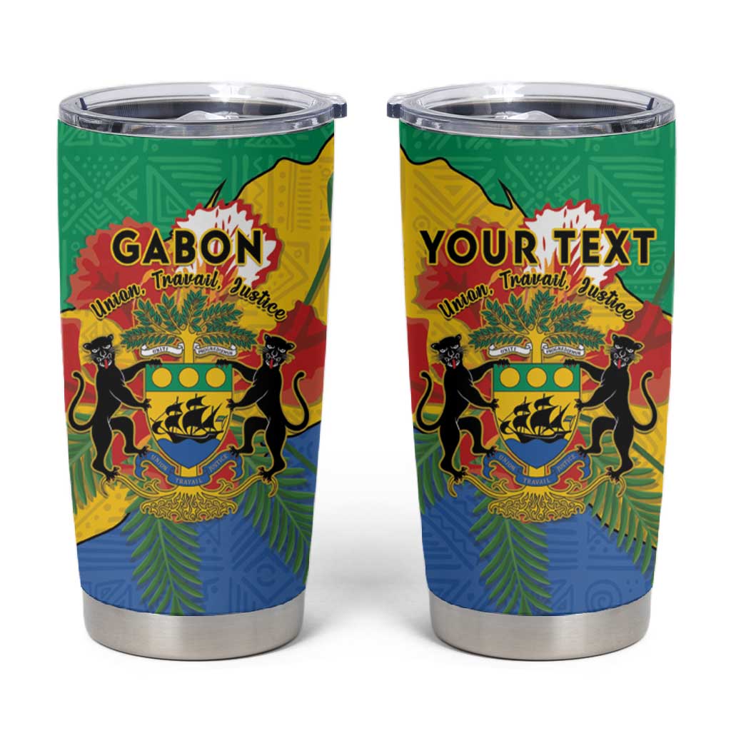 Personalised Afro Gabon Tumbler Cup Gabonese Union Travail and Justice