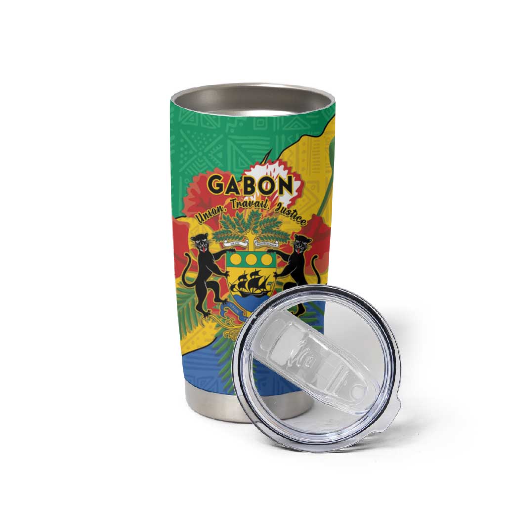 Personalised Afro Gabon Tumbler Cup Gabonese Union Travail and Justice