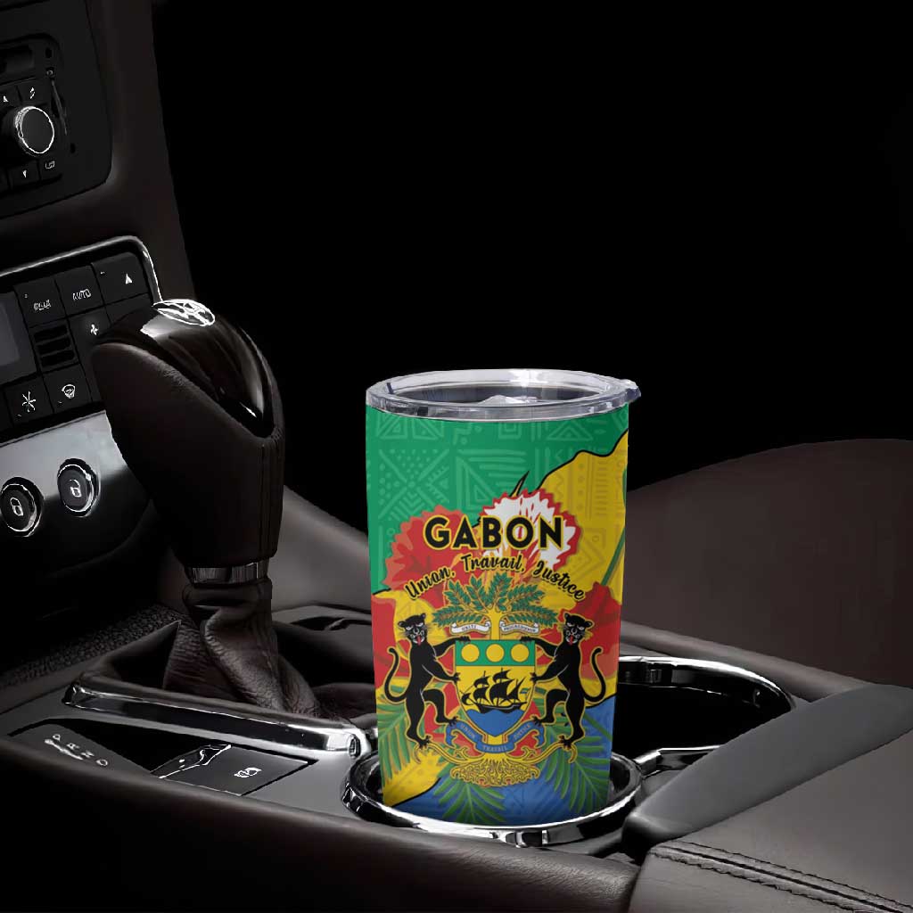 Personalised Afro Gabon Tumbler Cup Gabonese Union Travail and Justice