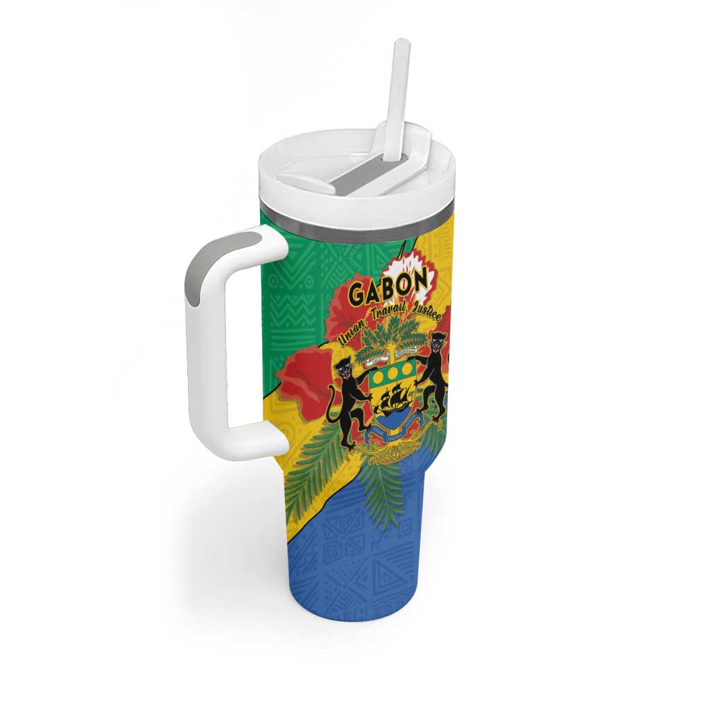 Personalised Afro Gabon Tumbler With Handle Gabonese Union Travail and Justice