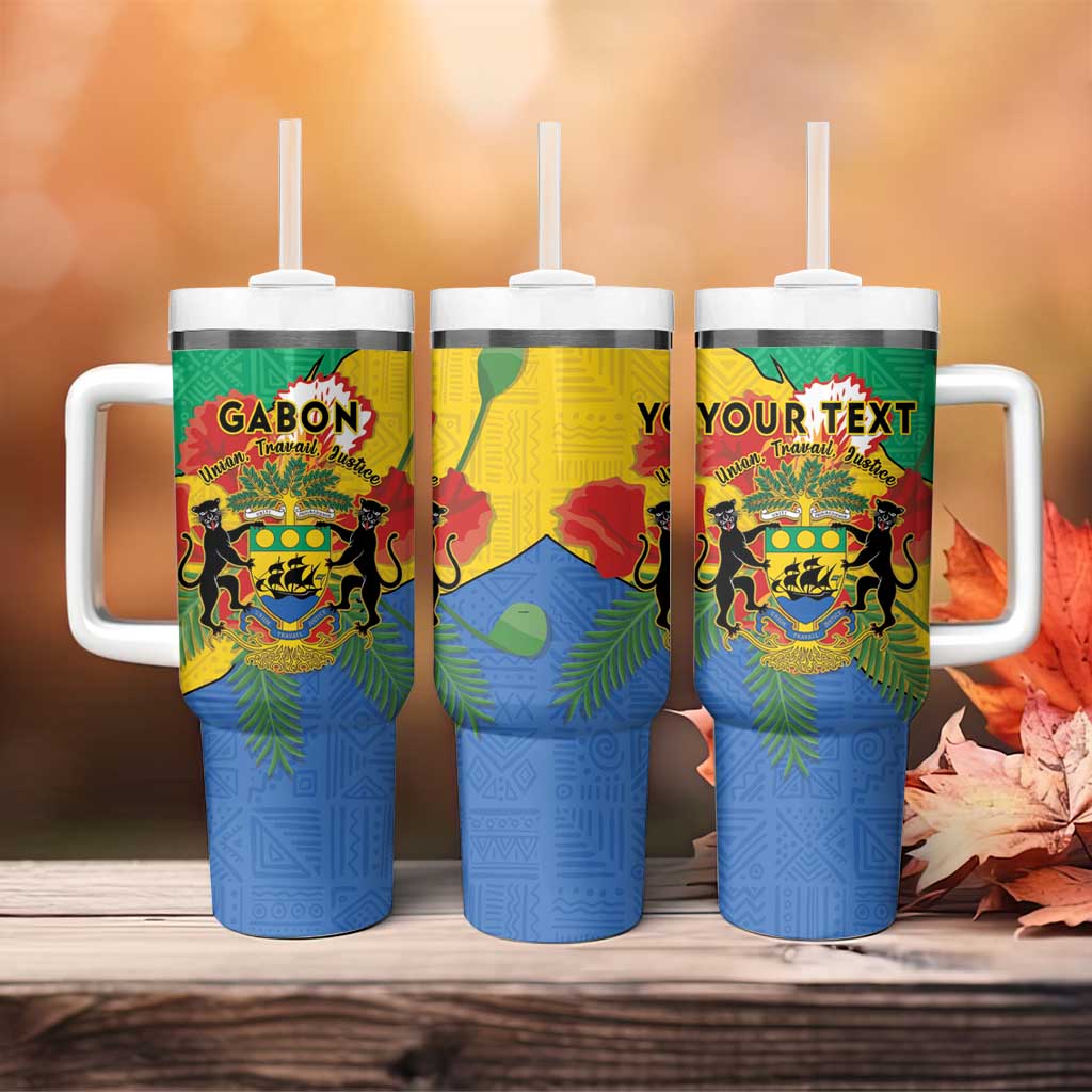 Personalised Afro Gabon Tumbler With Handle Gabonese Union Travail and Justice