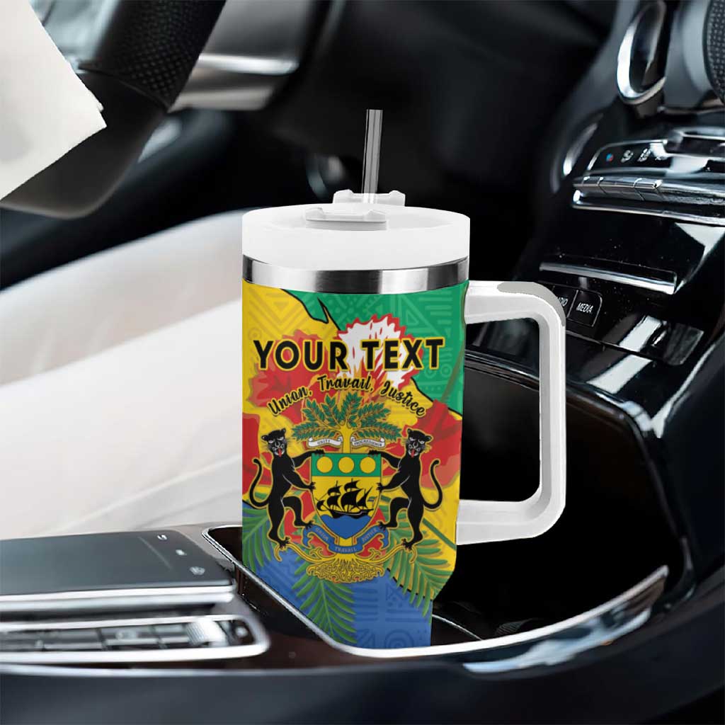 Personalised Afro Gabon Tumbler With Handle Gabonese Union Travail and Justice