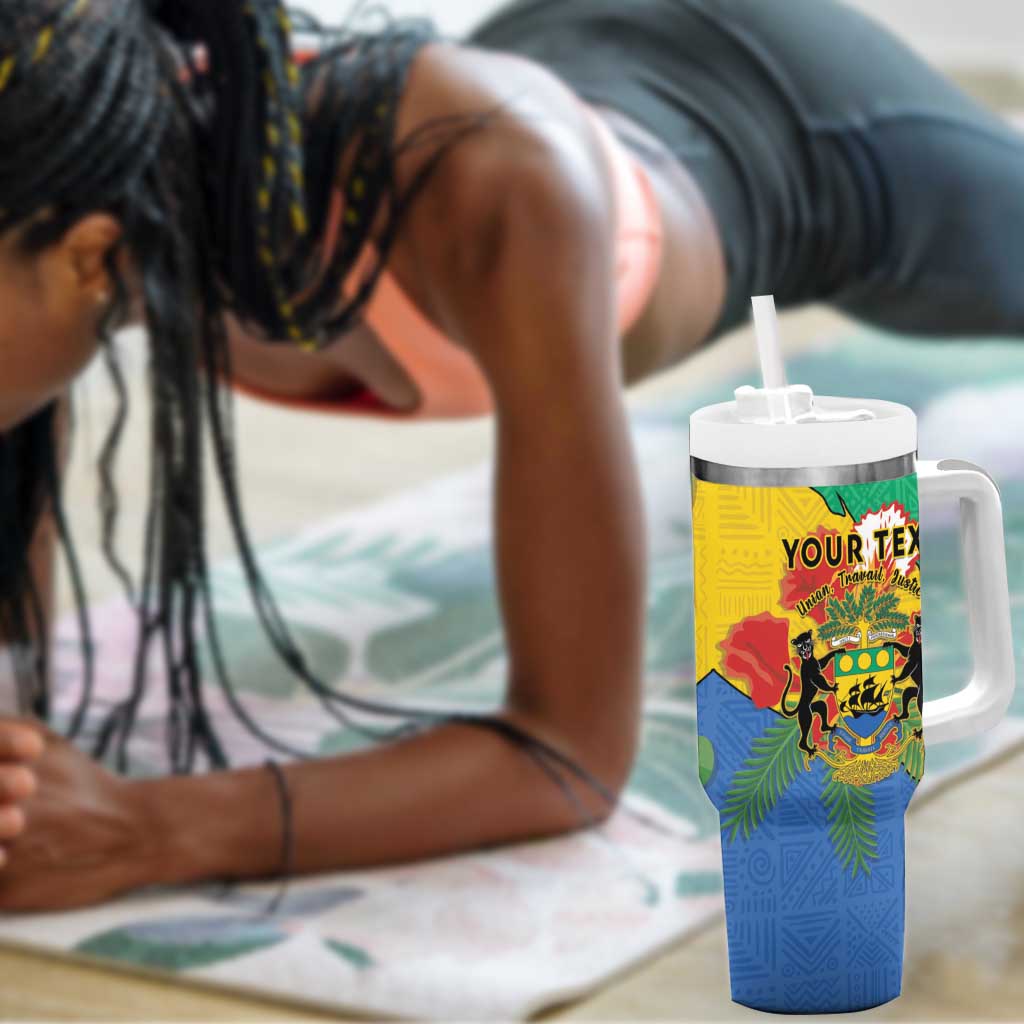 Personalised Afro Gabon Tumbler With Handle Gabonese Union Travail and Justice