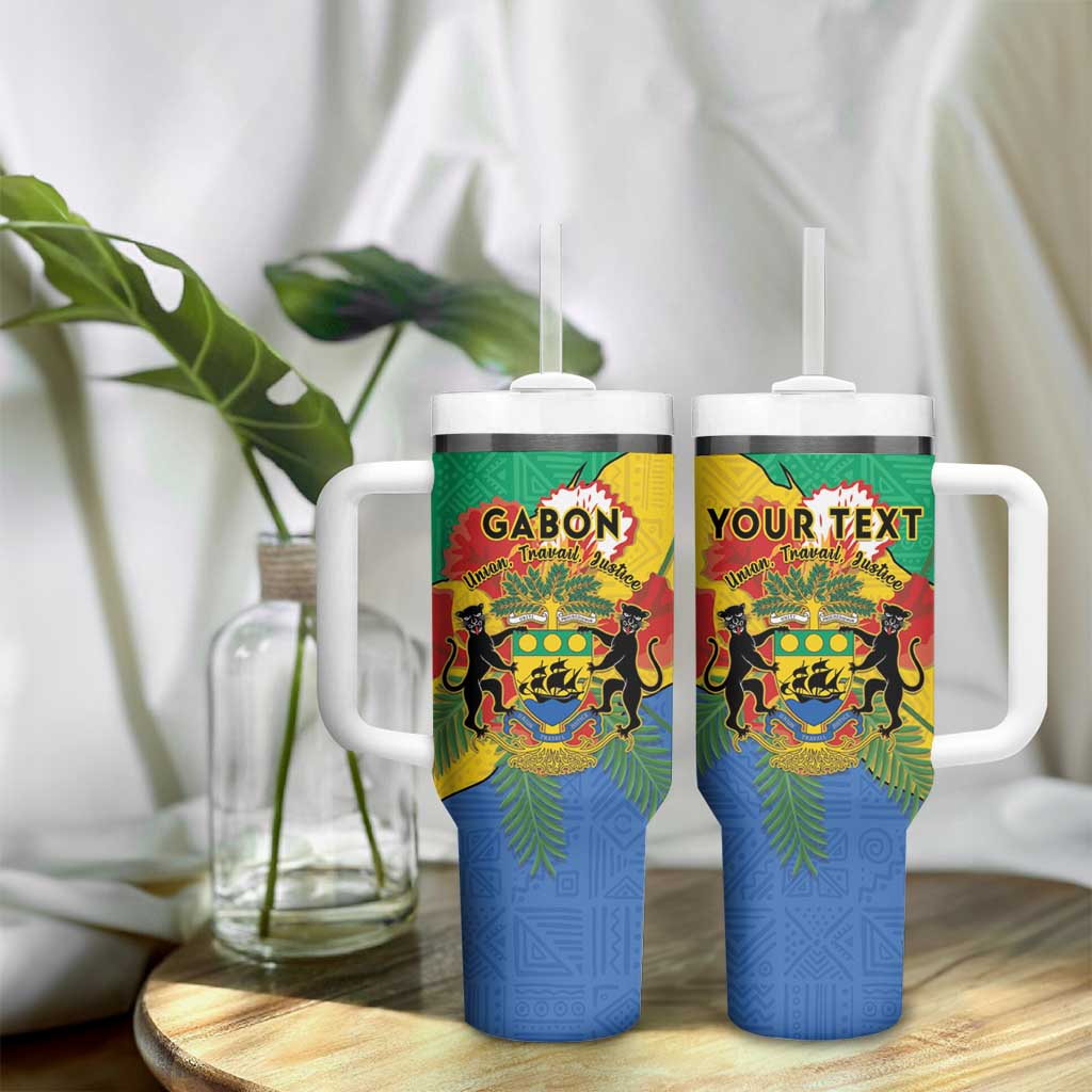 Personalised Afro Gabon Tumbler With Handle Gabonese Union Travail and Justice