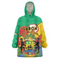 Personalised Afro Gabon Wearable Blanket Hoodie Gabonese Union Travail and Justice