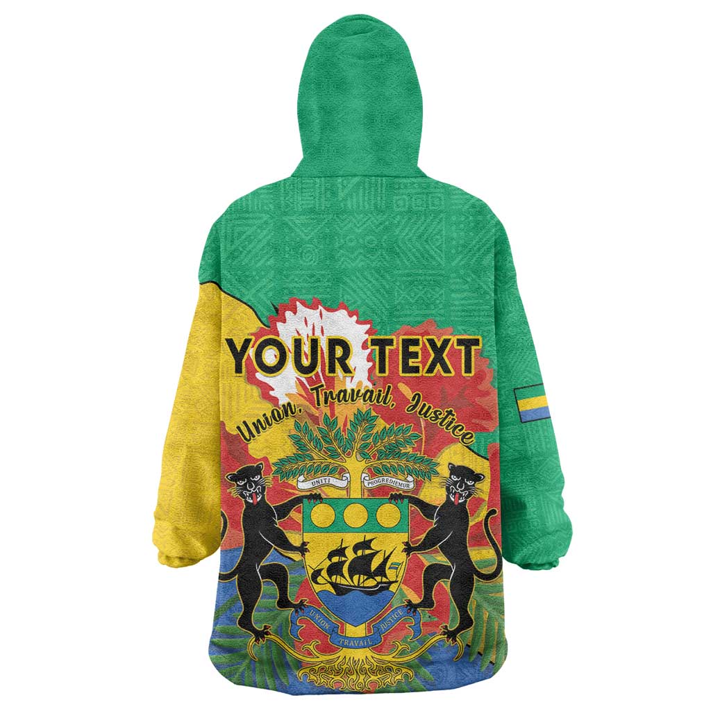 Personalised Afro Gabon Wearable Blanket Hoodie Gabonese Union Travail and Justice