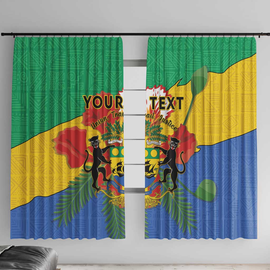 Personalised Afro Gabon Window Curtain Gabonese Union Travail and Justice