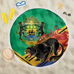 Afro Gabon Beach Blanket Black Panther With Coat Of Arms