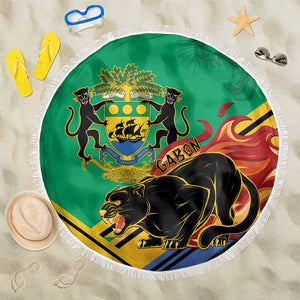 Afro Gabon Beach Blanket Black Panther With Coat Of Arms