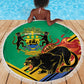 Afro Gabon Beach Blanket Black Panther With Coat Of Arms