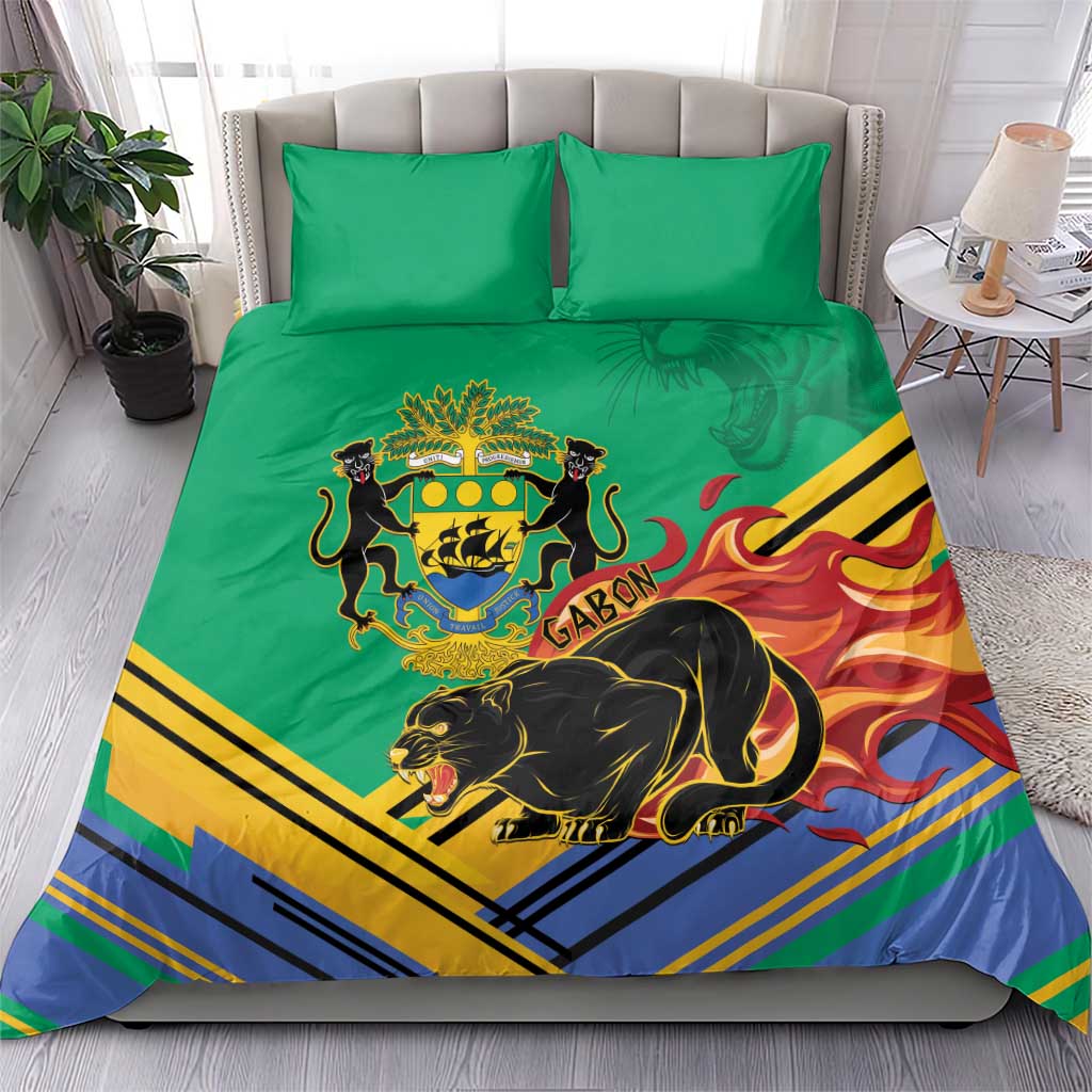 Afro Gabon Bedding Set Black Panther With Coat Of Arms