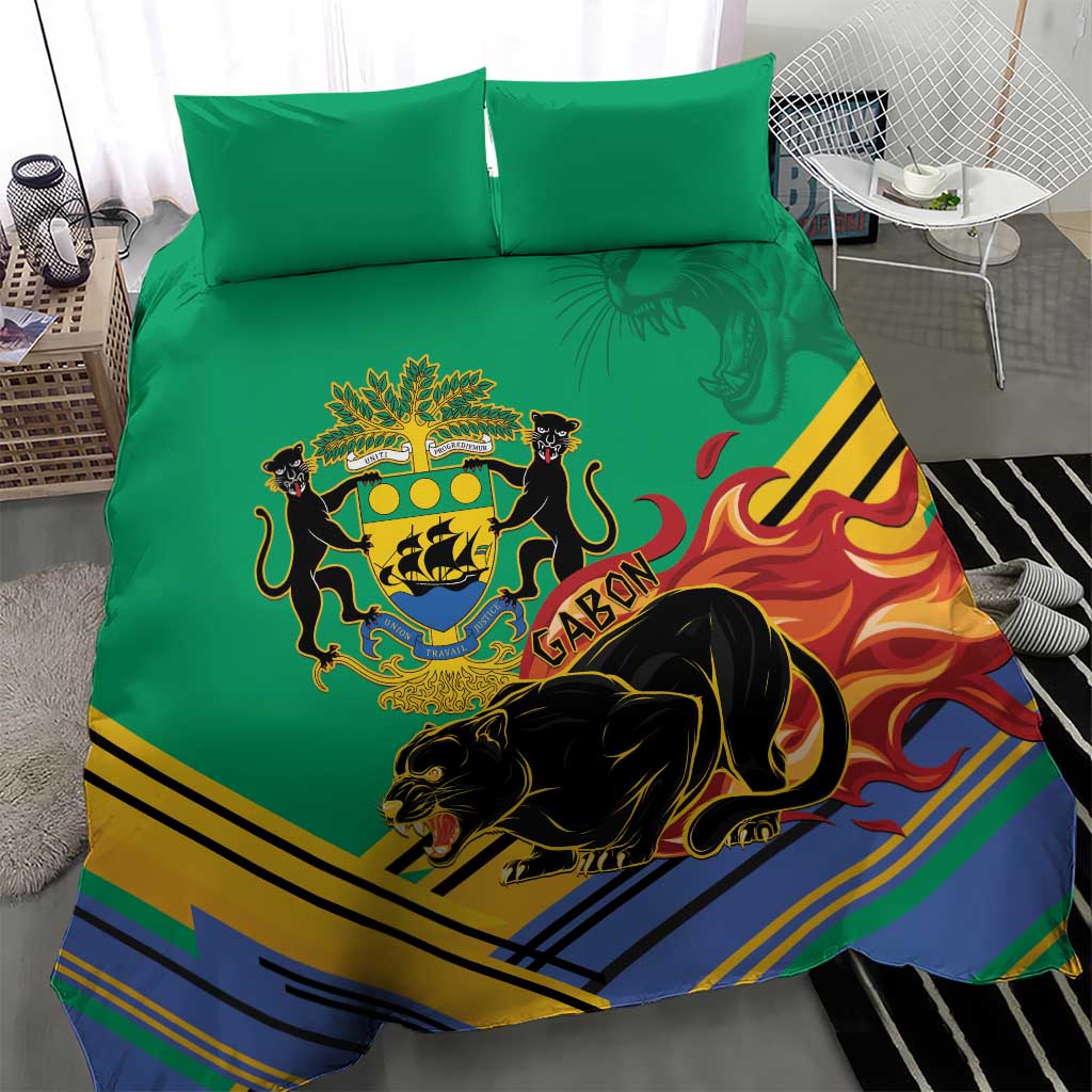 Afro Gabon Bedding Set Black Panther With Coat Of Arms