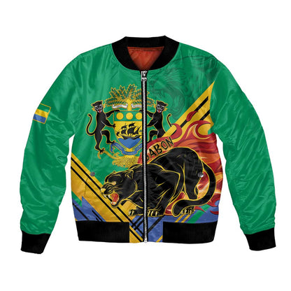 Afro Gabon Bomber Jacket Black Panther With Coat Of Arms