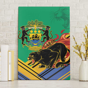 Afro Gabon Canvas Wall Art Black Panther With Coat Of Arms