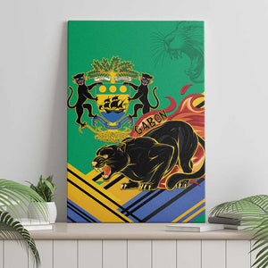 Afro Gabon Canvas Wall Art Black Panther With Coat Of Arms