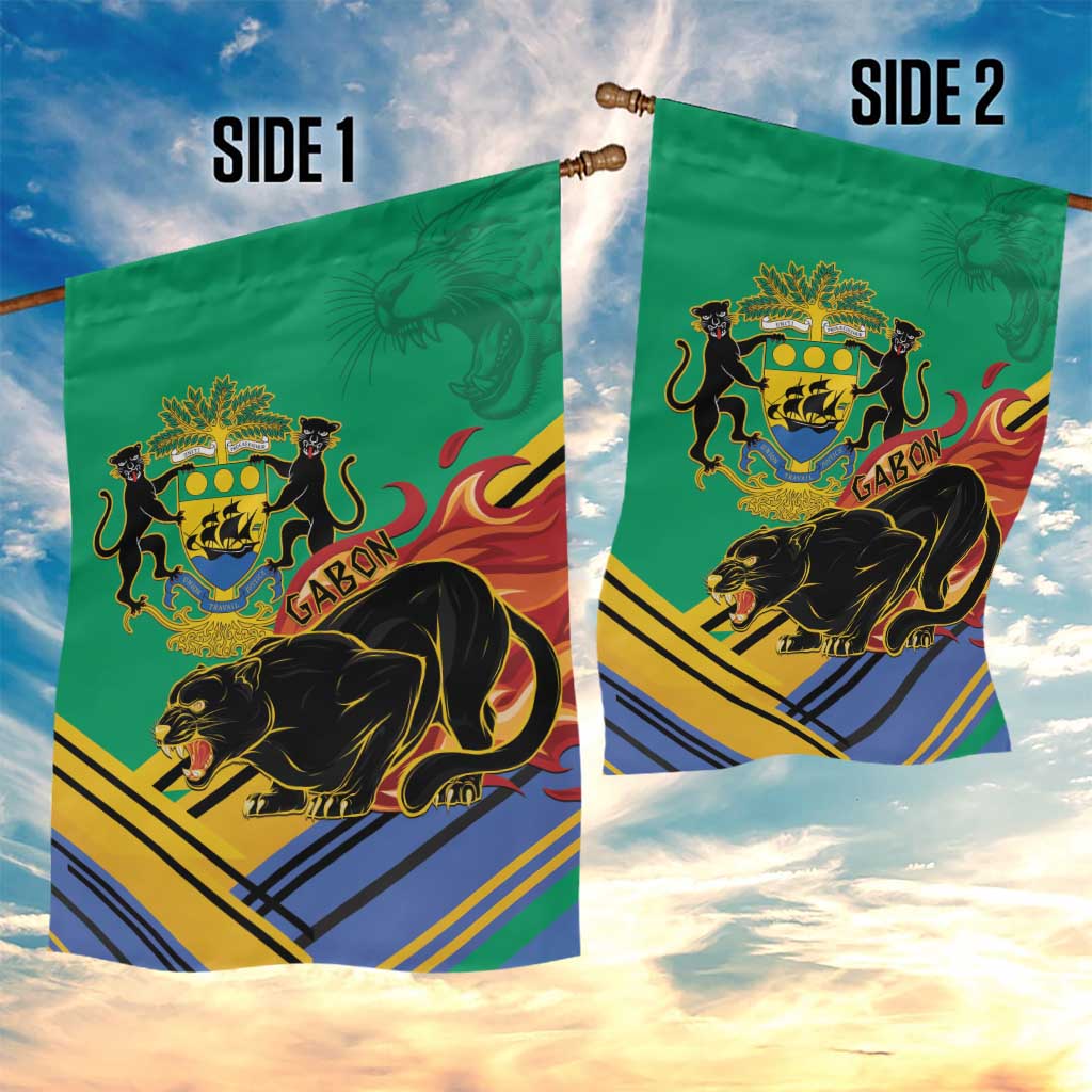 Afro Gabon Garden Flag Black Panther With Coat Of Arms