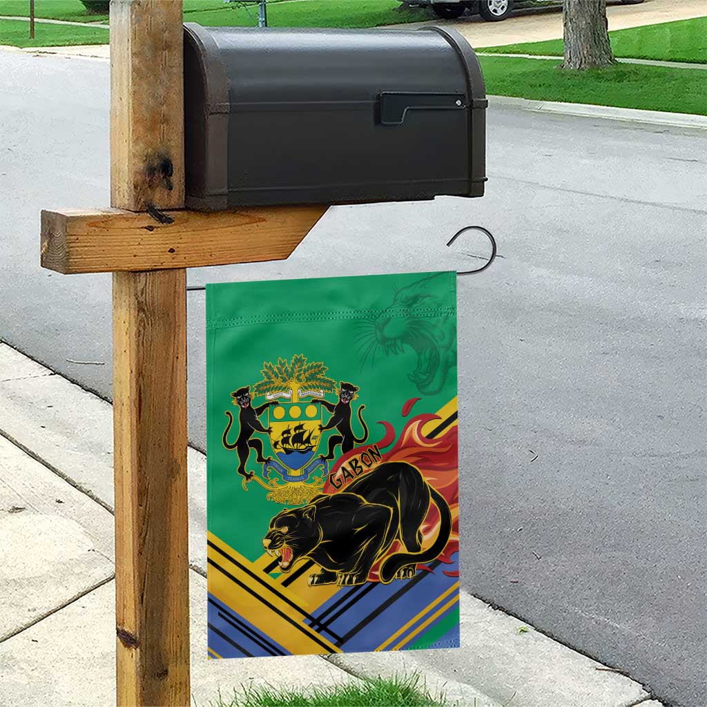 Afro Gabon Garden Flag Black Panther With Coat Of Arms