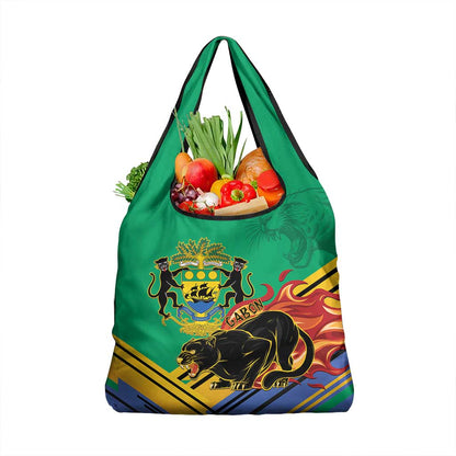 Afro Gabon Grocery Bag Black Panther With Coat Of Arms