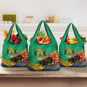 Afro Gabon Grocery Bag Black Panther With Coat Of Arms