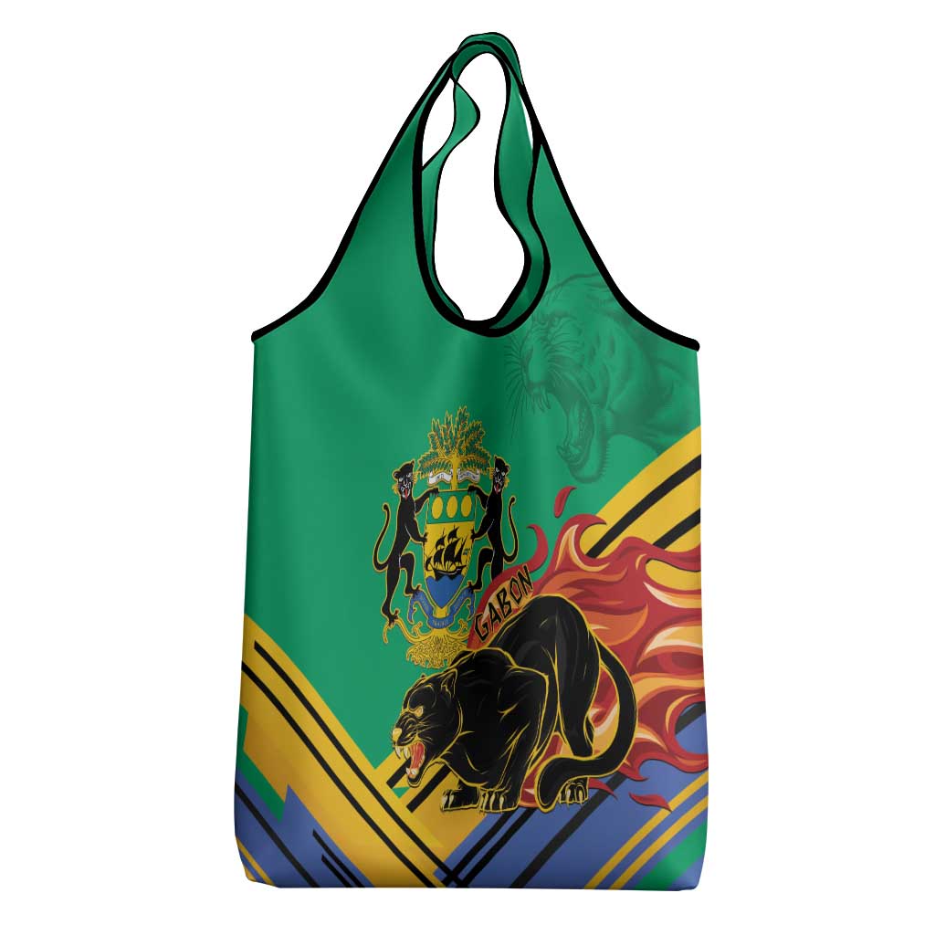 Afro Gabon Grocery Bag Black Panther With Coat Of Arms