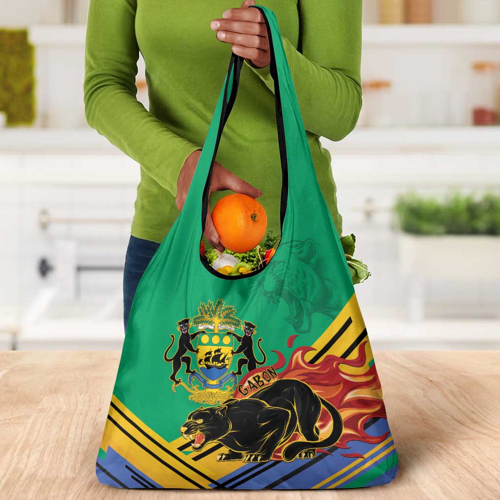 Afro Gabon Grocery Bag Black Panther With Coat Of Arms