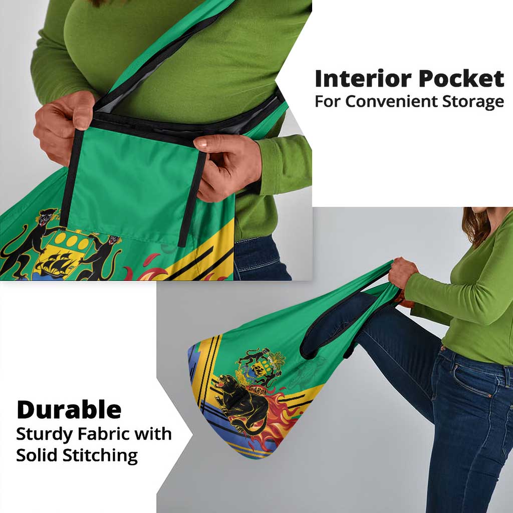 Afro Gabon Grocery Bag Black Panther With Coat Of Arms