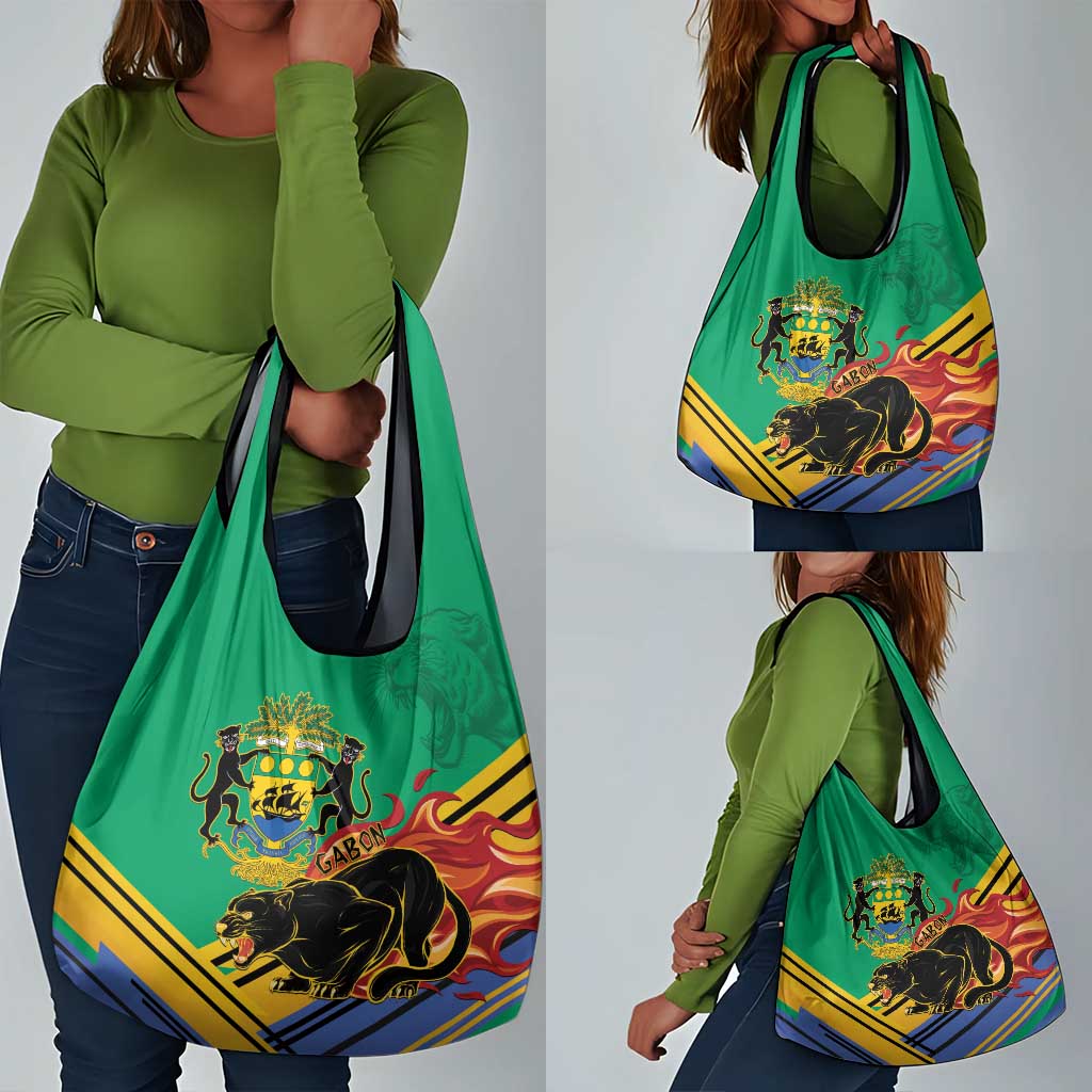 Afro Gabon Grocery Bag Black Panther With Coat Of Arms