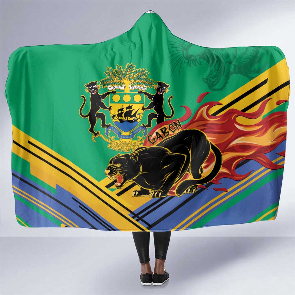 Afro Gabon Hooded Blanket Black Panther With Coat Of Arms