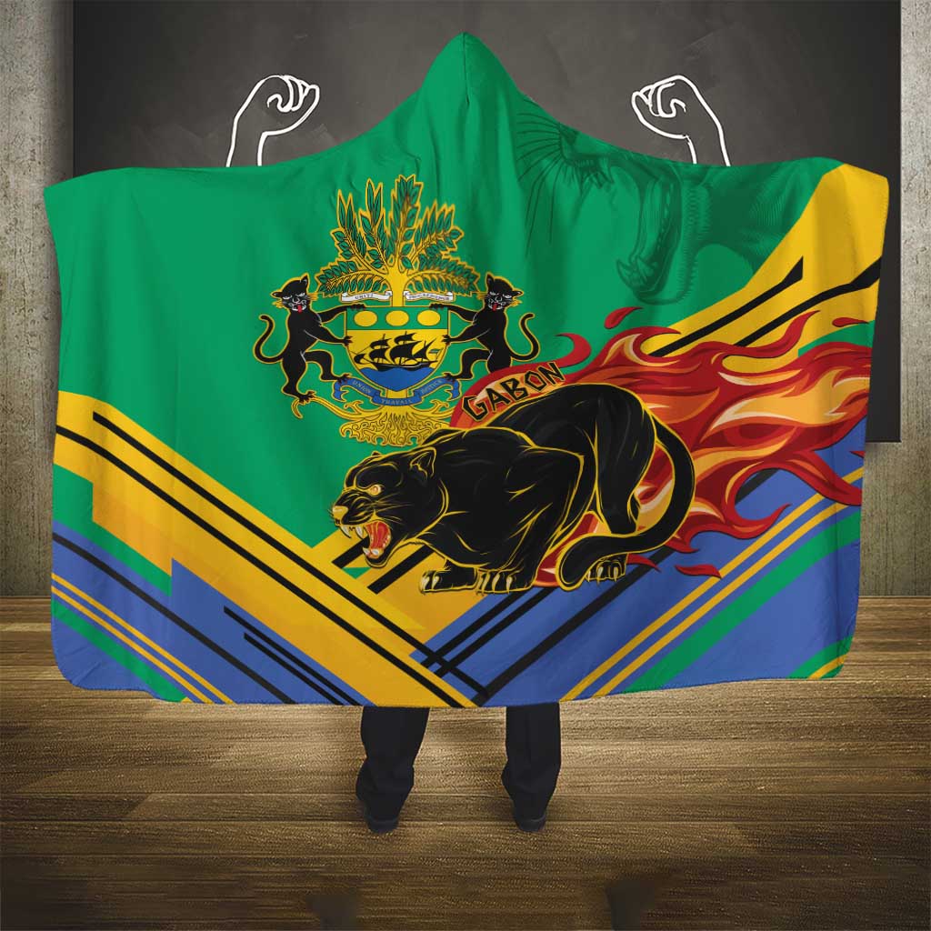 Afro Gabon Hooded Blanket Black Panther With Coat Of Arms