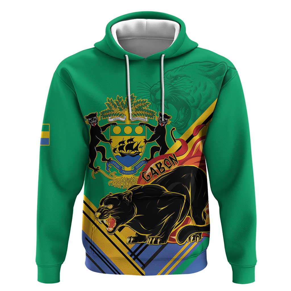 Afro Gabon Hoodie Black Panther With Coat Of Arms