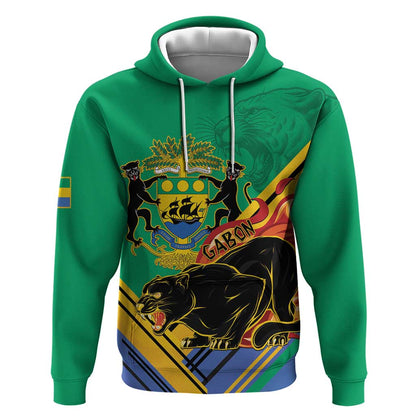 Afro Gabon Hoodie Black Panther With Coat Of Arms