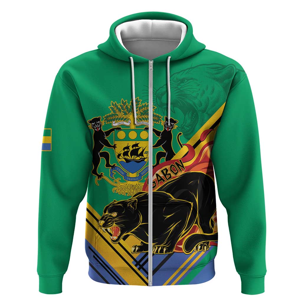 Afro Gabon Hoodie Black Panther With Coat Of Arms