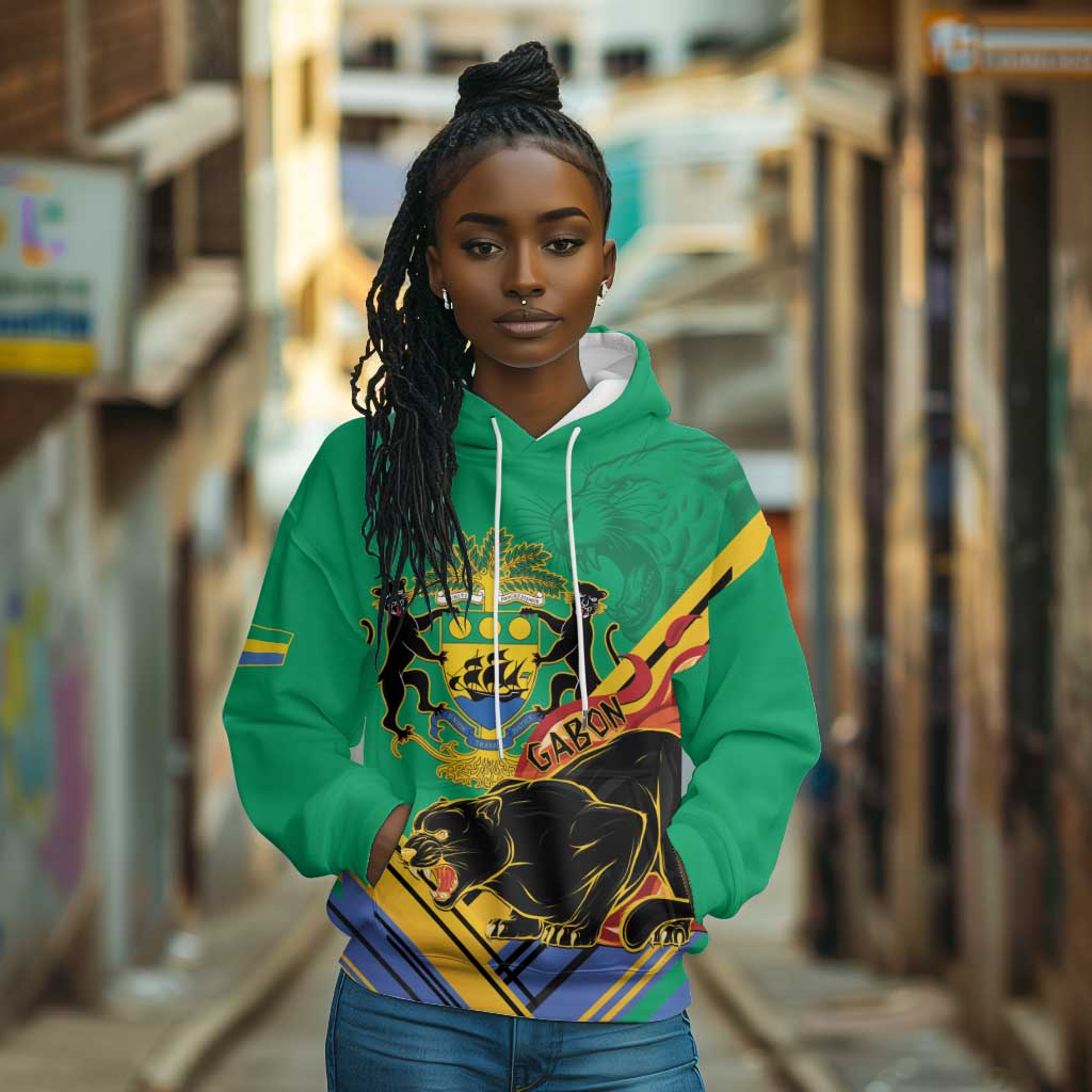 Afro Gabon Hoodie Black Panther With Coat Of Arms