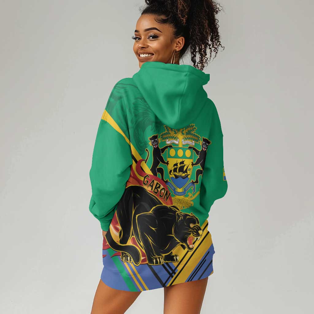 Afro Gabon Hoodie Dress Black Panther With Coat Of Arms