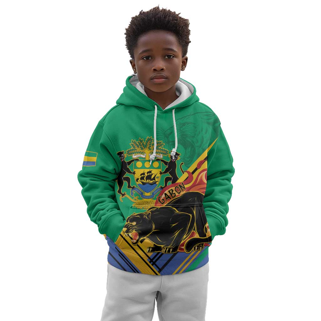 Afro Gabon Kid Hoodie Black Panther With Coat Of Arms