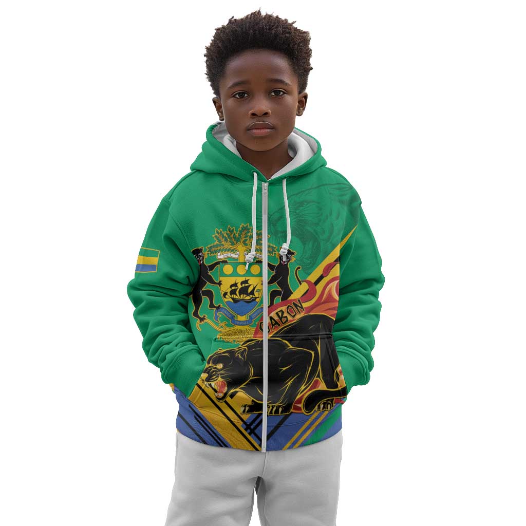 Afro Gabon Kid Hoodie Black Panther With Coat Of Arms