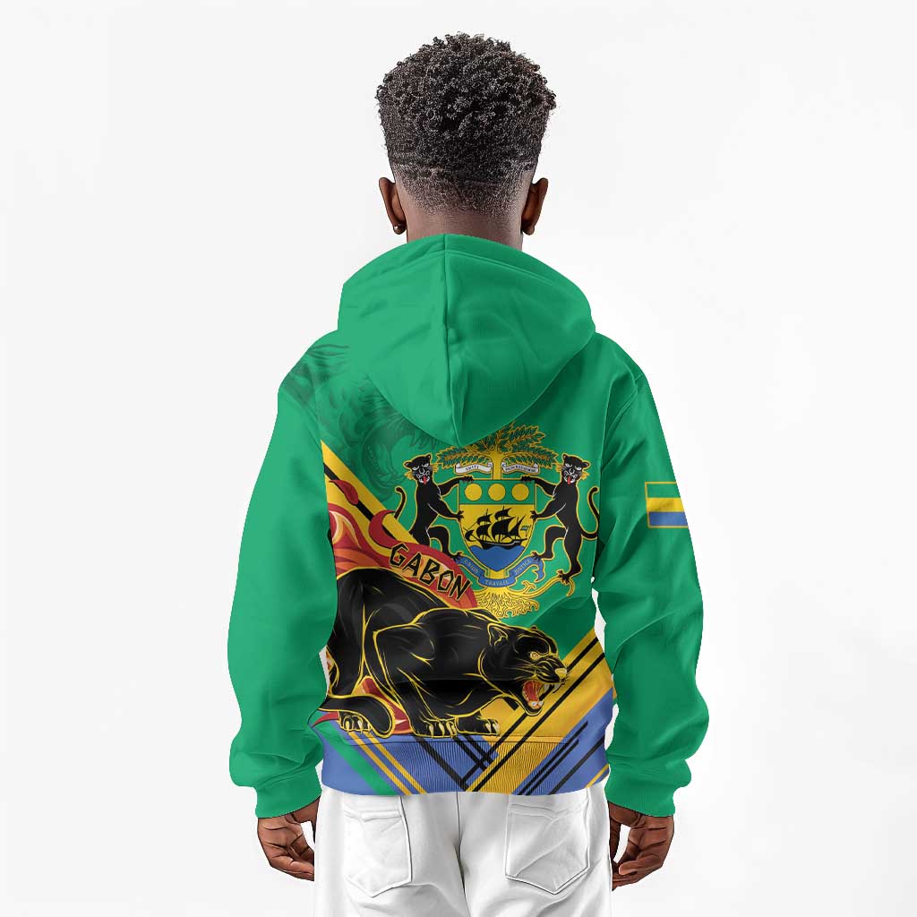 Afro Gabon Kid Hoodie Black Panther With Coat Of Arms