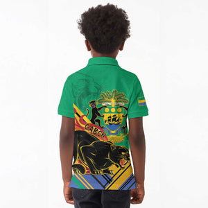 Afro Gabon Kid Polo Shirt Black Panther With Coat Of Arms
