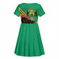 Afro Gabon Kid Short Sleeve Dress Black Panther With Coat Of Arms